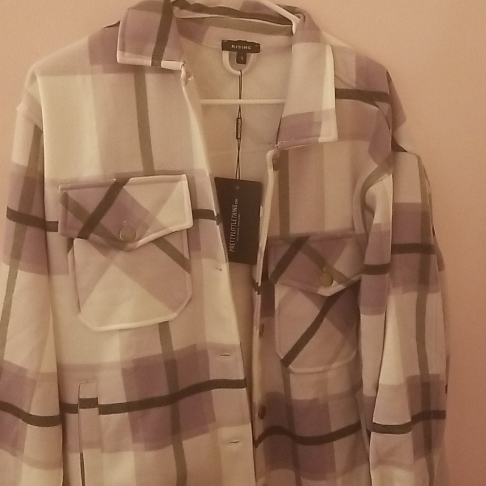 Purple Checked Pocket Front Shacket